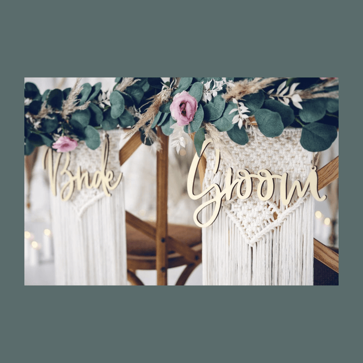 Wedding Ceremony Supplies Wooden Bride and Groom Chair Signs