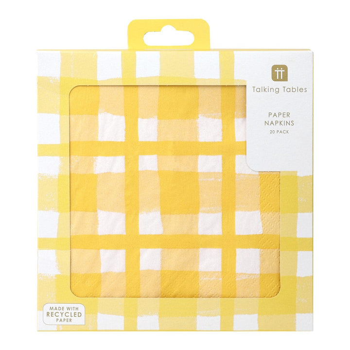 Yellow and White Gingham Paper Napkins x 20 Paper Napkins Yellow and White Gingham Paper Napkins x 20