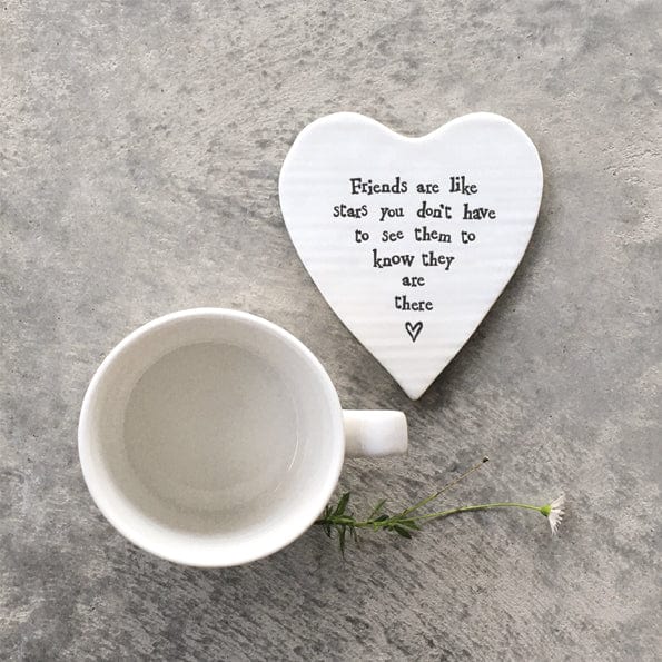 gift East of India ‘Friends are like stars’ Porcelain Heart Coaster