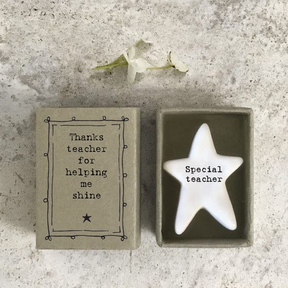 ornament East of India - Matchbox Porcelain "Special Teacher" Star Ornament