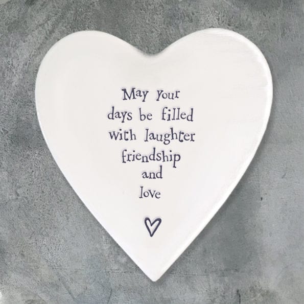 gift East of India ‘May your days’ Porcelain Heart Coaster