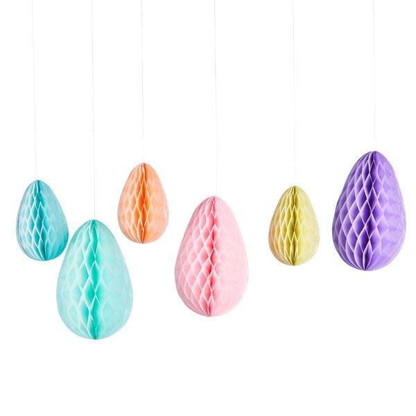 easter decorations Easter Pastel Egg Hanging Honeycomb Decorations x 6