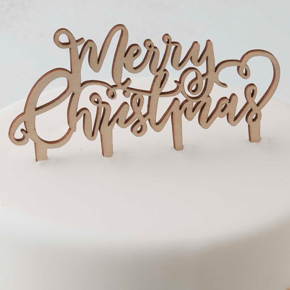 Ginger Ray Christmas - Festive Wooden Merry Christmas Cake Topper Cake Topper Festive Wooden Merry Christmas Cake Topper