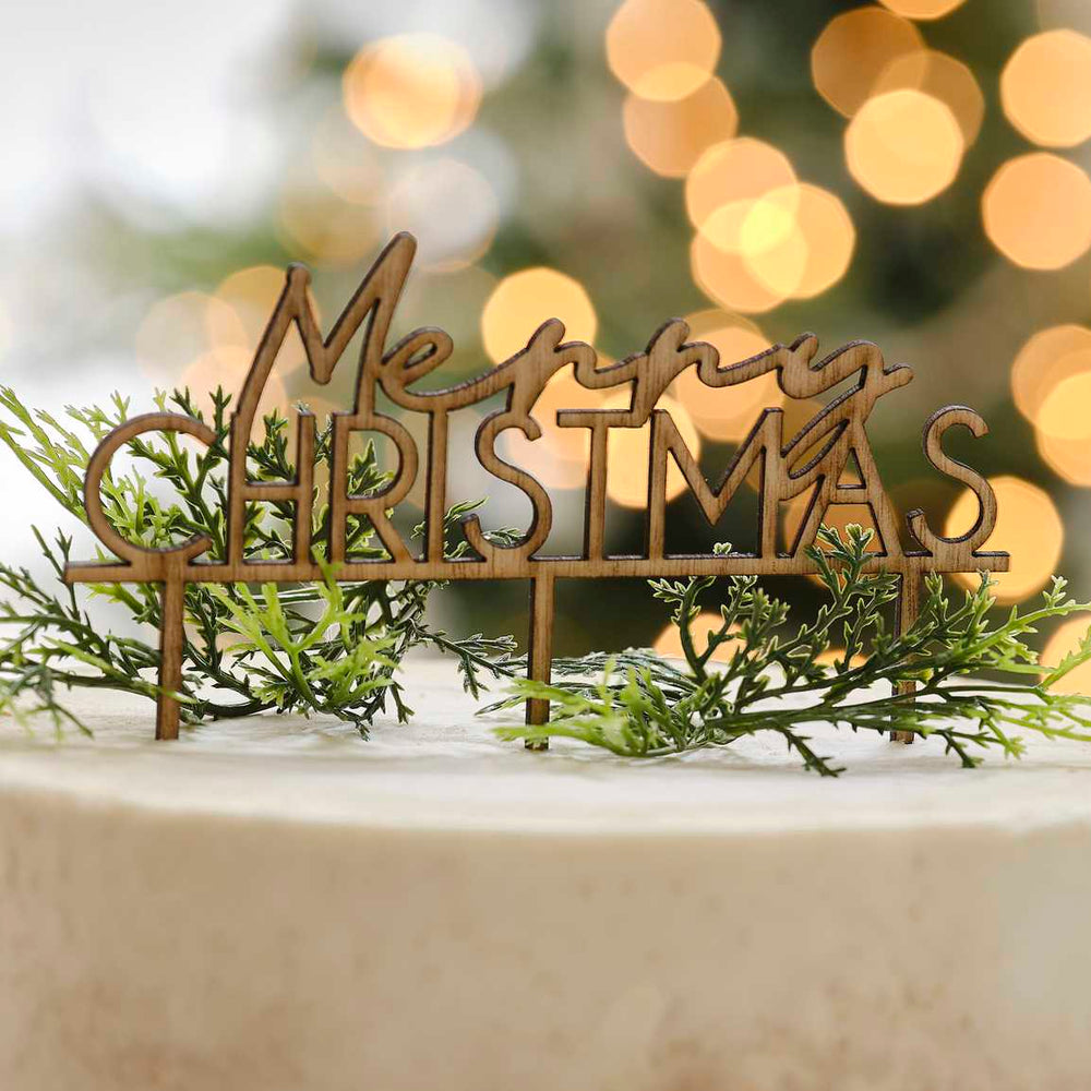 Ginger Ray Christmas - Wooden Merry Christmas Cake Topper Cake Topper Wooden Merry Christmas Cake Topper