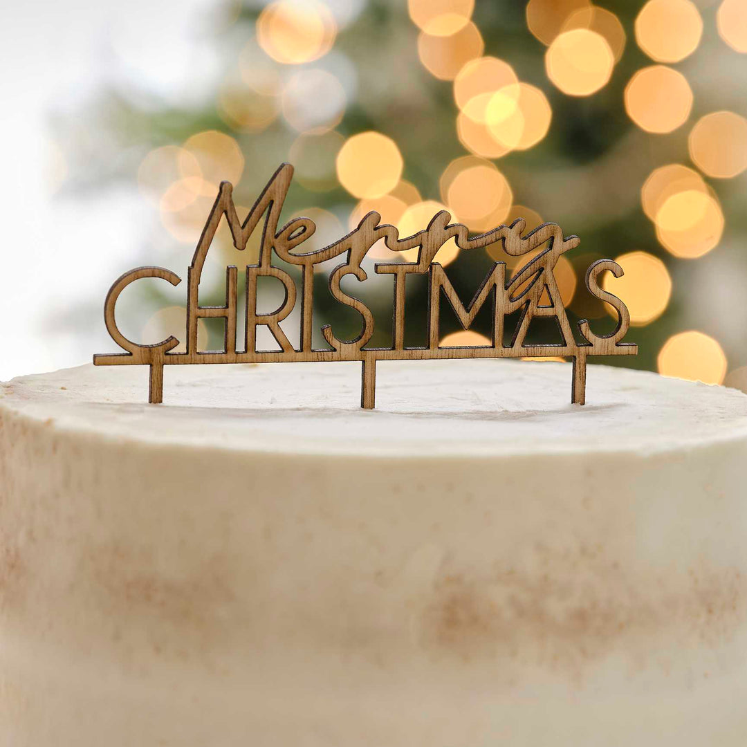 Ginger Ray Christmas - Wooden Merry Christmas Cake Topper Cake Topper Wooden Merry Christmas Cake Topper