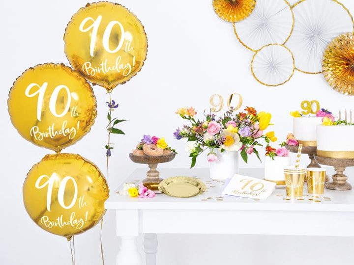 Party Supplies Gold 90th Birthday Napkins x 20