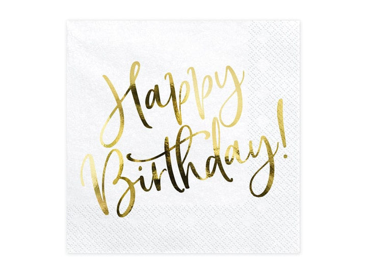 Paper Napkins Happy Birthday Gold Paper Napkin x 20