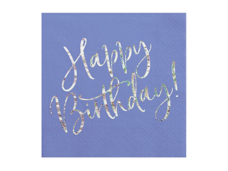 Party Deco - Party Supplies Happy Birthday Blue Party Napkins x 20 Party Supplies Happy Birthday Blue Party Napkins x 20