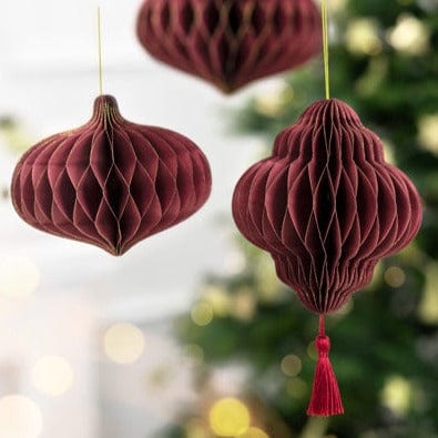 christmas decorations Stunning Deep Red Christmas Honeycombs - 2 Designs