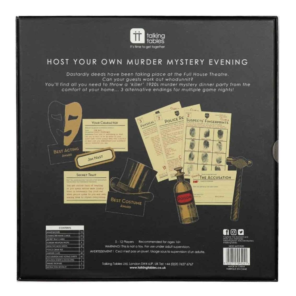 Talking Tables - Host Your Own Murder Mystery Game games Host Your Own Murder Mystery Game